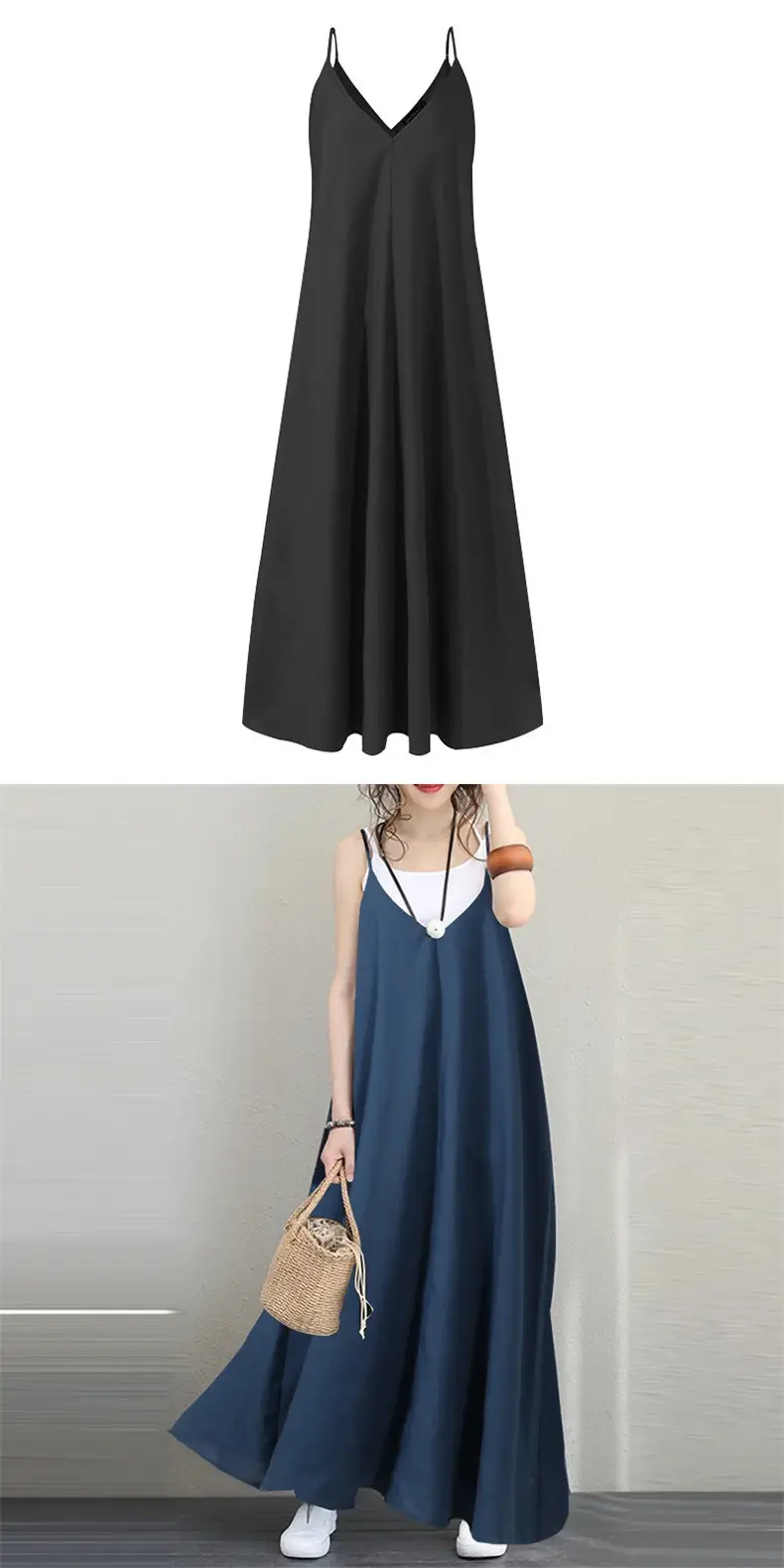 2025 Summer Loose Sleeveless A-Line Tank Dress Large Hem — feature 23