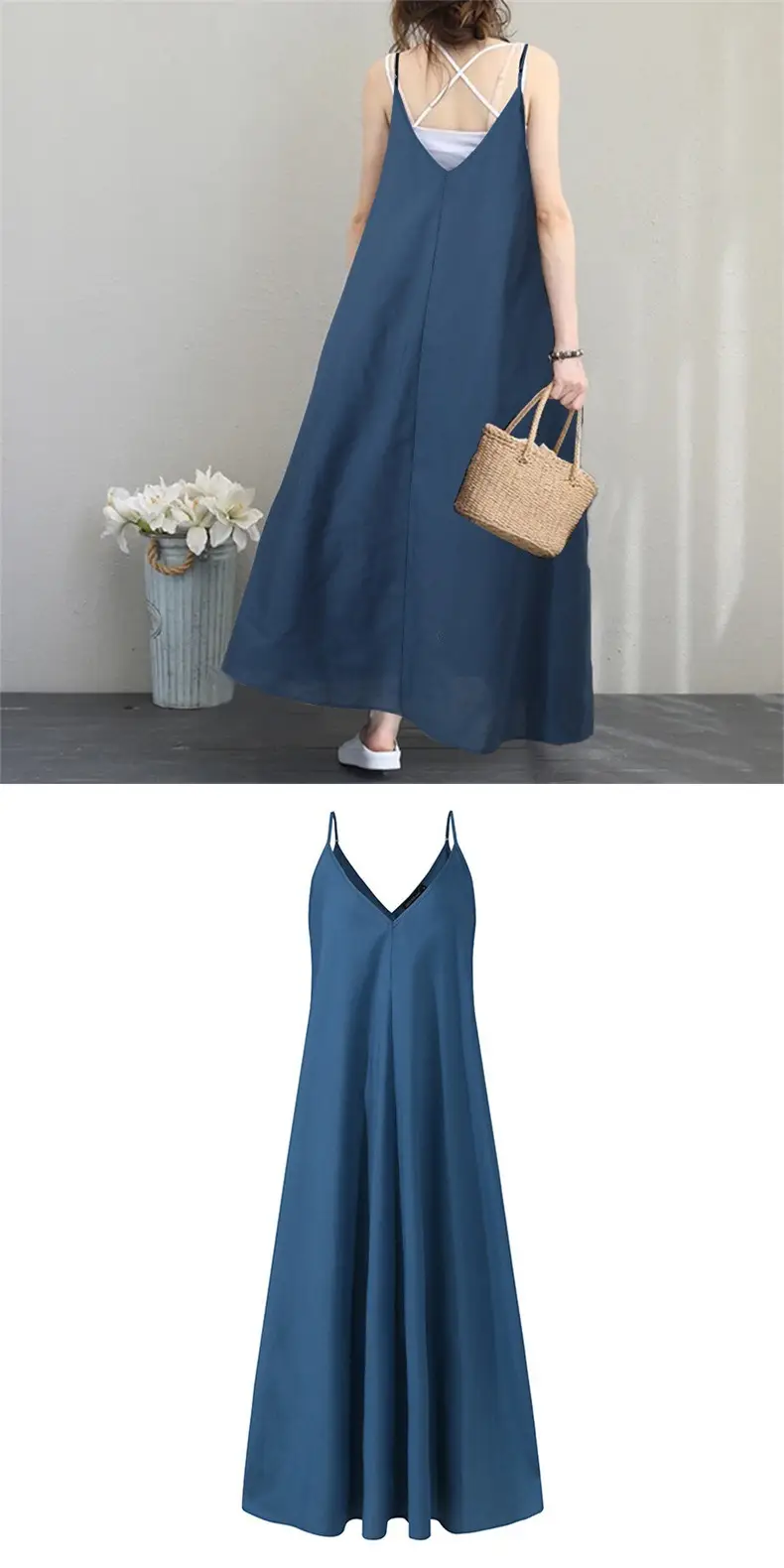 2025 Summer Loose Sleeveless A-Line Tank Dress Large Hem — feature 24
