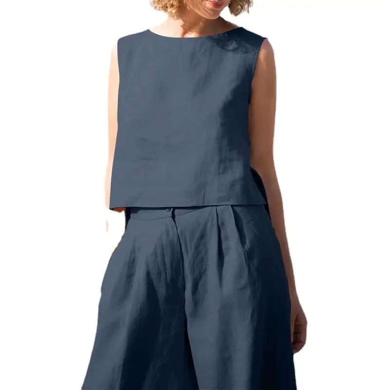 2023 Cross-Border Women's Cotton Laneson Pants Suit Orange - Image 10