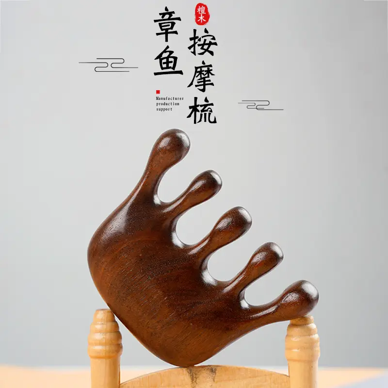Green Sandalwood Massage Comb with Five Teeth - Image 2