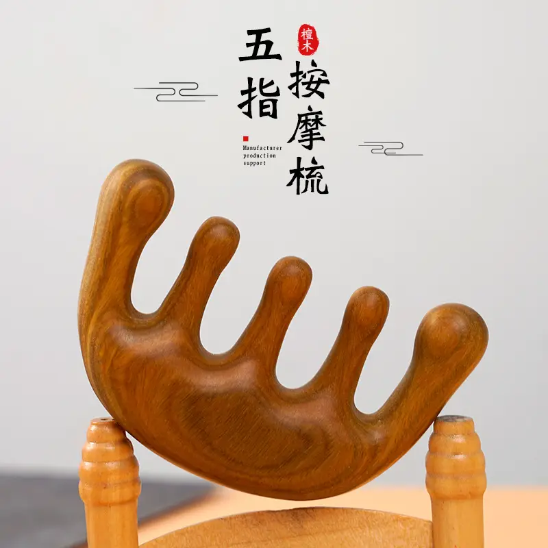 Green Sandalwood Massage Comb with Five Teeth - Image 9
