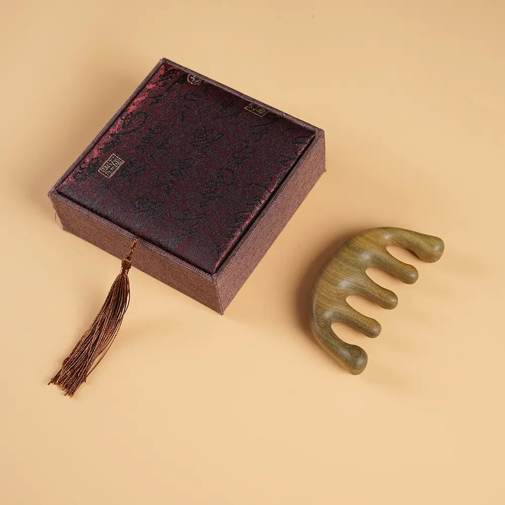 Green Sandalwood Massage Comb with Five Teeth - Image 12