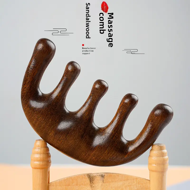 Green Sandalwood Massage Comb with Five Teeth - Image 3