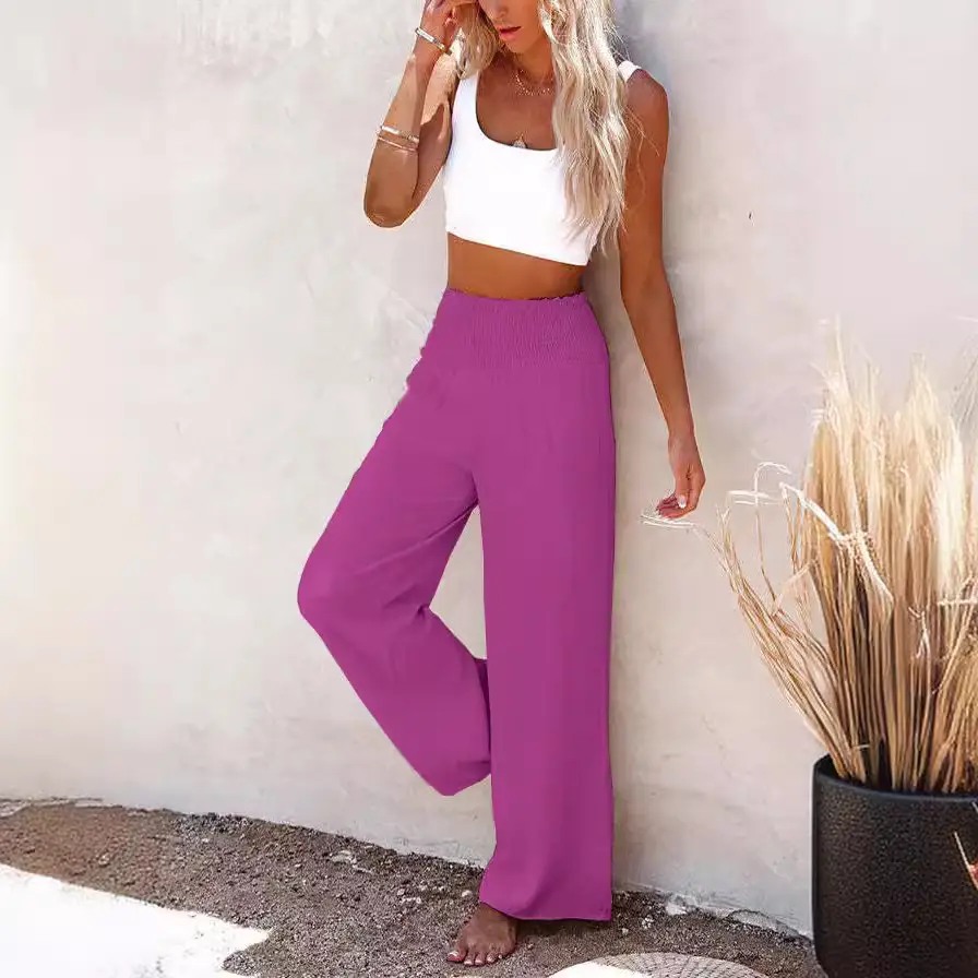 Black Elastic Waist Casual Pants Plus Size Women - Image 17