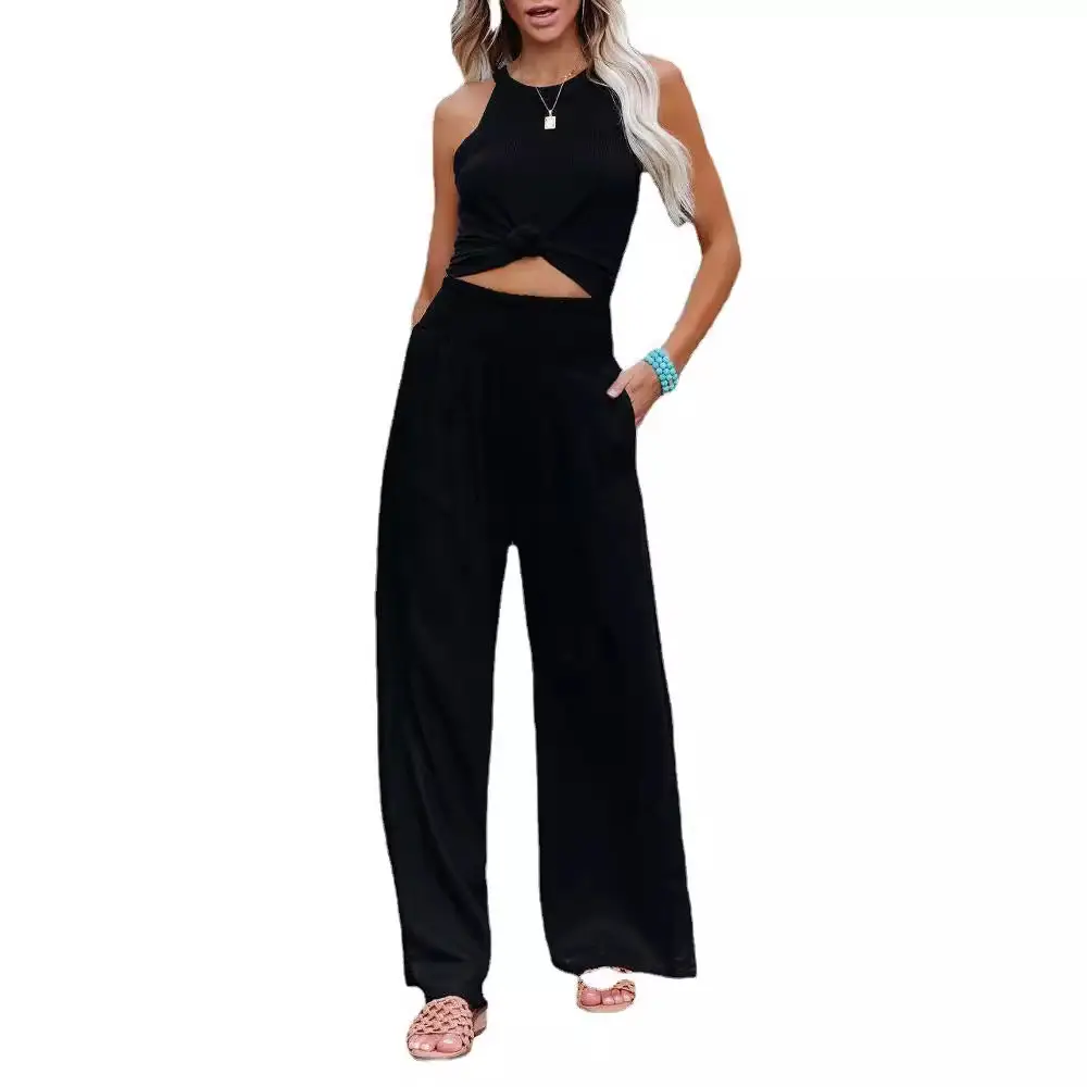 Black Elastic Waist Casual Pants Plus Size Women - Image 18