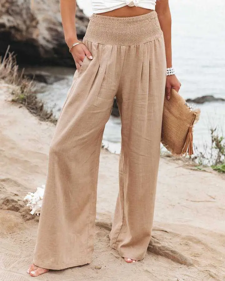 Black Elastic Waist Casual Pants Plus Size Women — feature 54