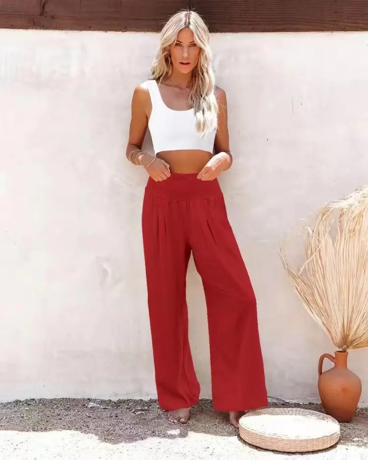 Black Elastic Waist Casual Pants Plus Size Women - Image 14