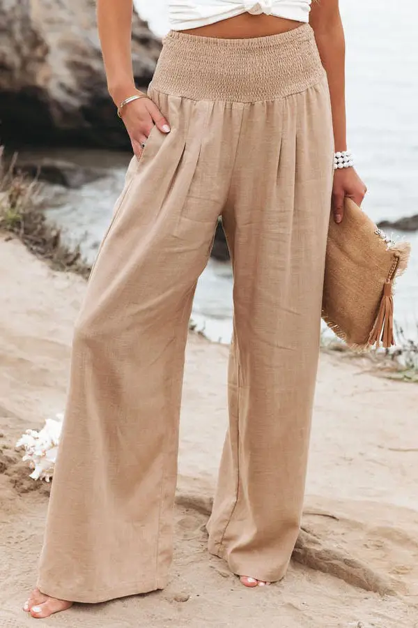 Black Elastic Waist Casual Pants Plus Size Women - Image 5