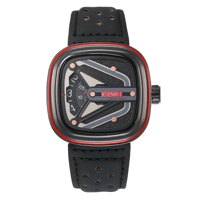 KasniR Men's Brown Leather Watch with Digital Display - Image 18