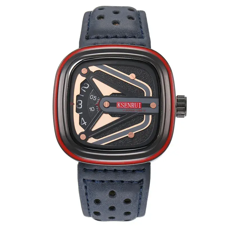 KasniR Men's Brown Leather Watch with Digital Display - Image 10