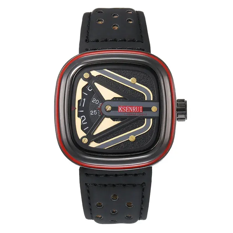 KasniR Men's Brown Leather Watch with Digital Display - Image 13