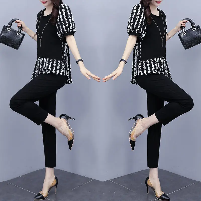 Plus Size Printed Two-Piece Suit Black 2026 - Image 4