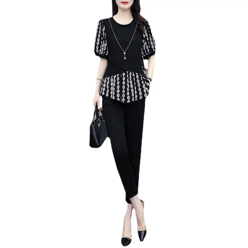 Plus Size Printed Two-Piece Suit Black 2026 - Image 5