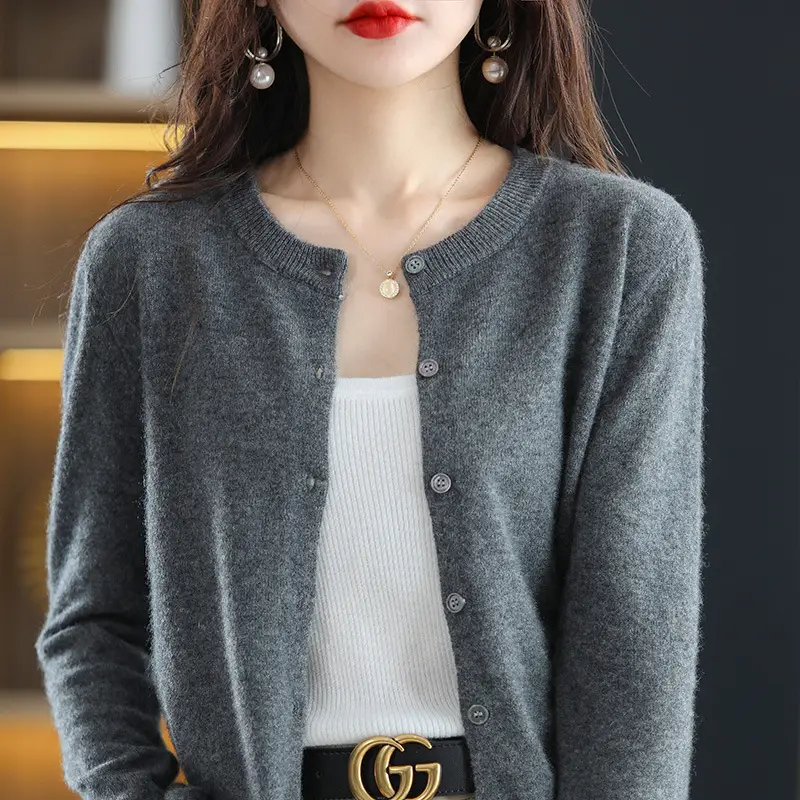 Women's Black Slimming Cardigan with Button Front