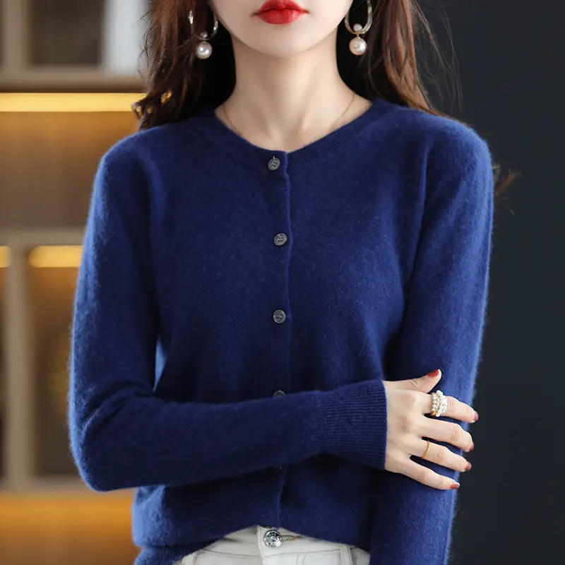 Women's Black Slimming Cardigan with Button Front