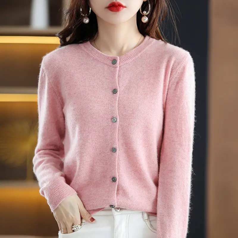 Women's Black Slimming Cardigan with Button Front