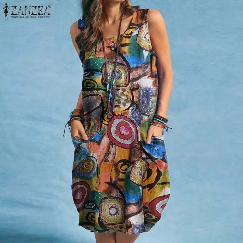 Women's Summer Floral Print Dress Boemian Oversized Kaftan - Image 2