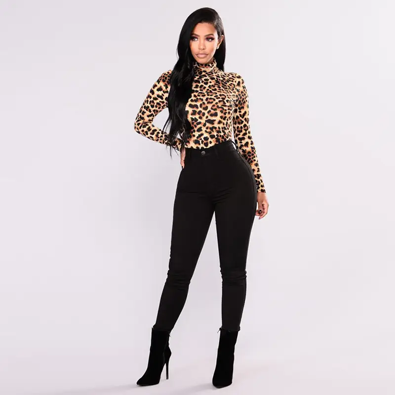 2022 Leopard Print Slim Neck Top for Women - Image 4