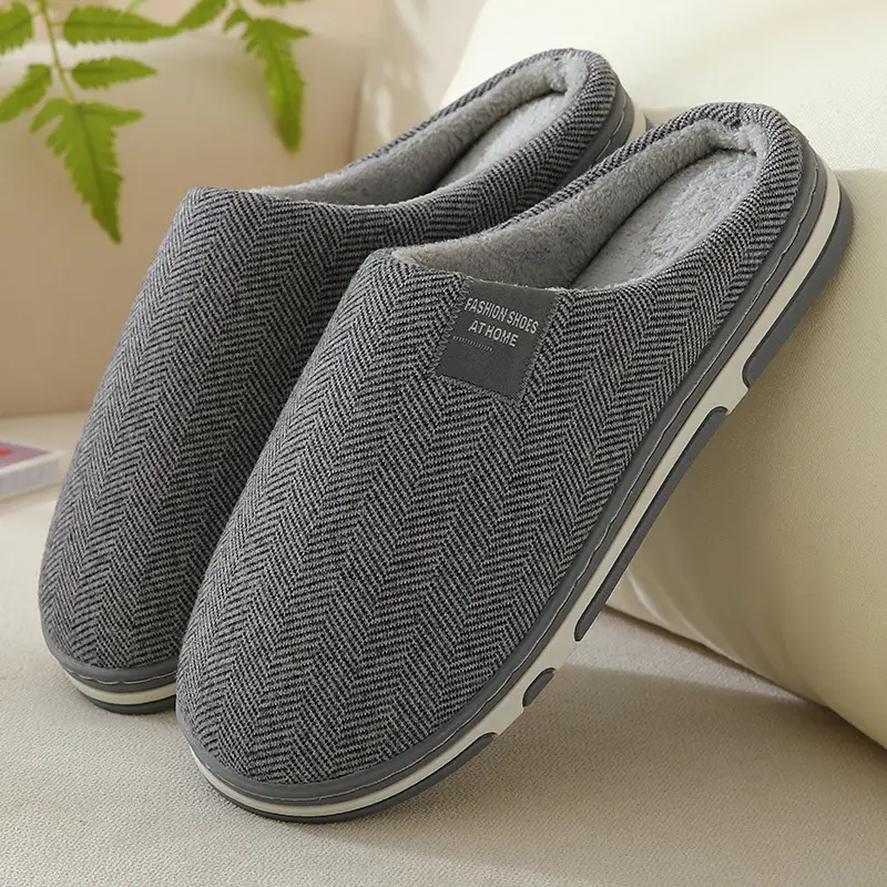 Plus Size Cotton Slippers Women's Autumn and Winter Home Indoor Warm Couple Plush Household Thick Bottom Household Cotton Slippers