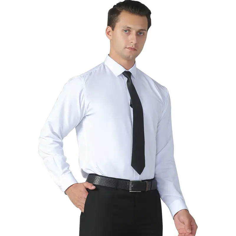 Men's White Formal Shirt with Black Tie 2025