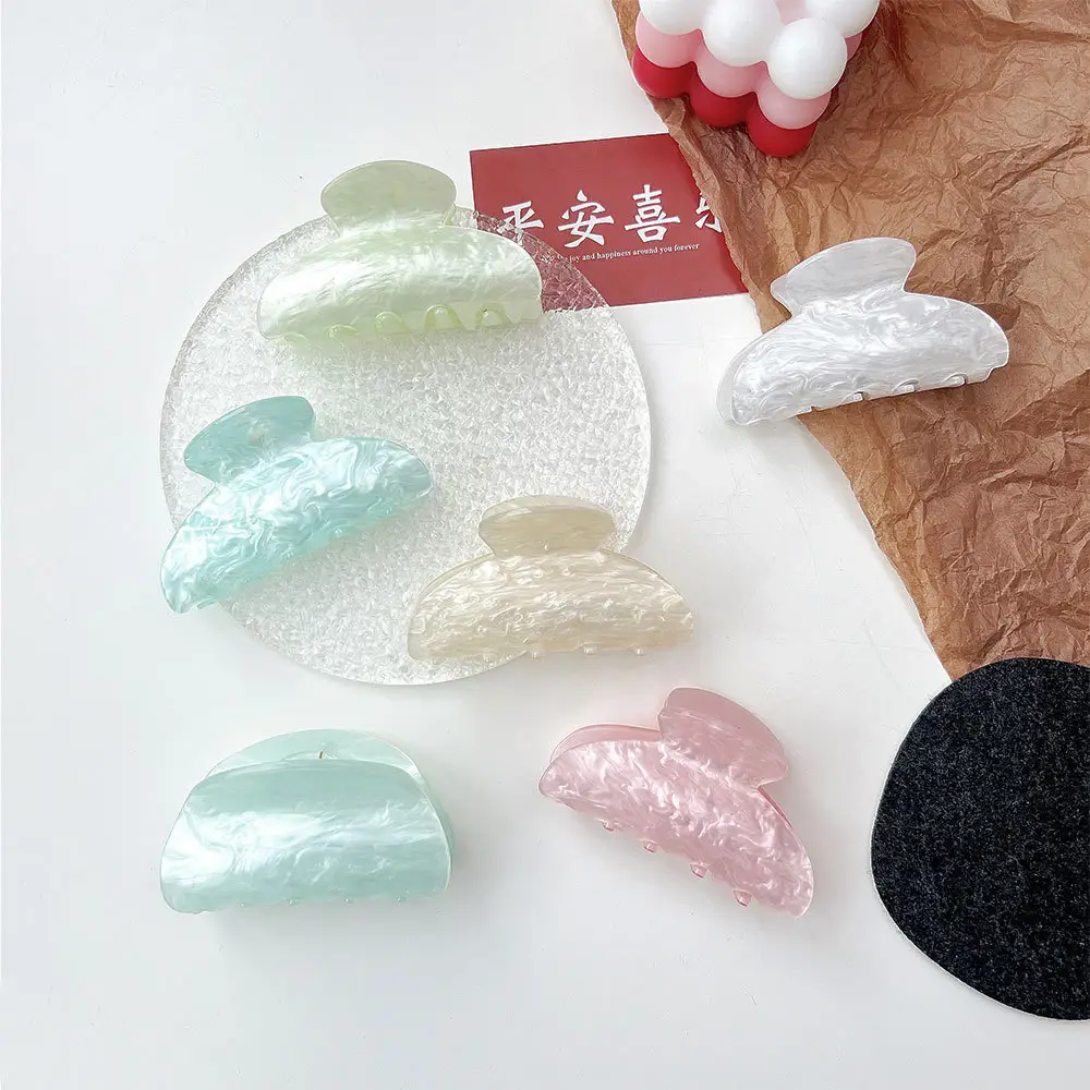 Acrylic Hair Clips Fashionable New Marble Water Ripple Grab Clip Back of the Head Elegant Hair Clip Fan-Shaped - Image 13