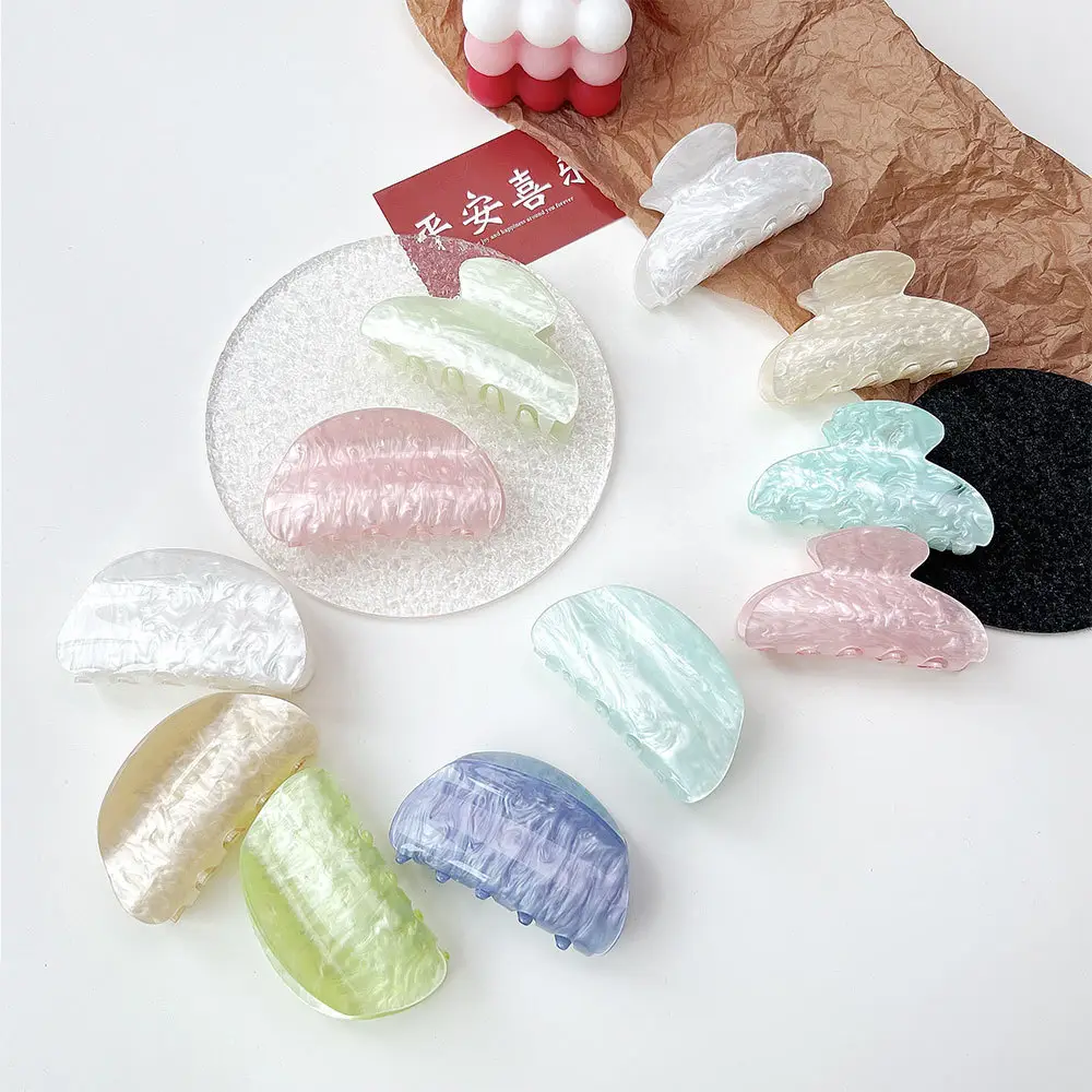 Acrylic Hair Clips Fashionable New Marble Water Ripple Grab Clip Back of the Head Elegant Hair Clip Fan-Shaped - Image 14
