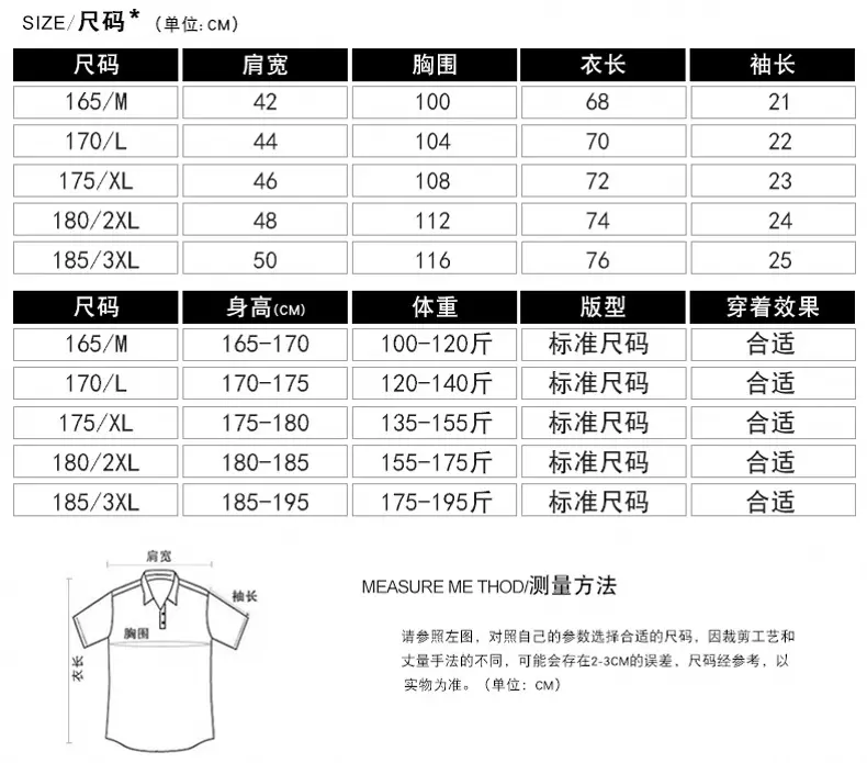 男装短袖尺码表_conew
