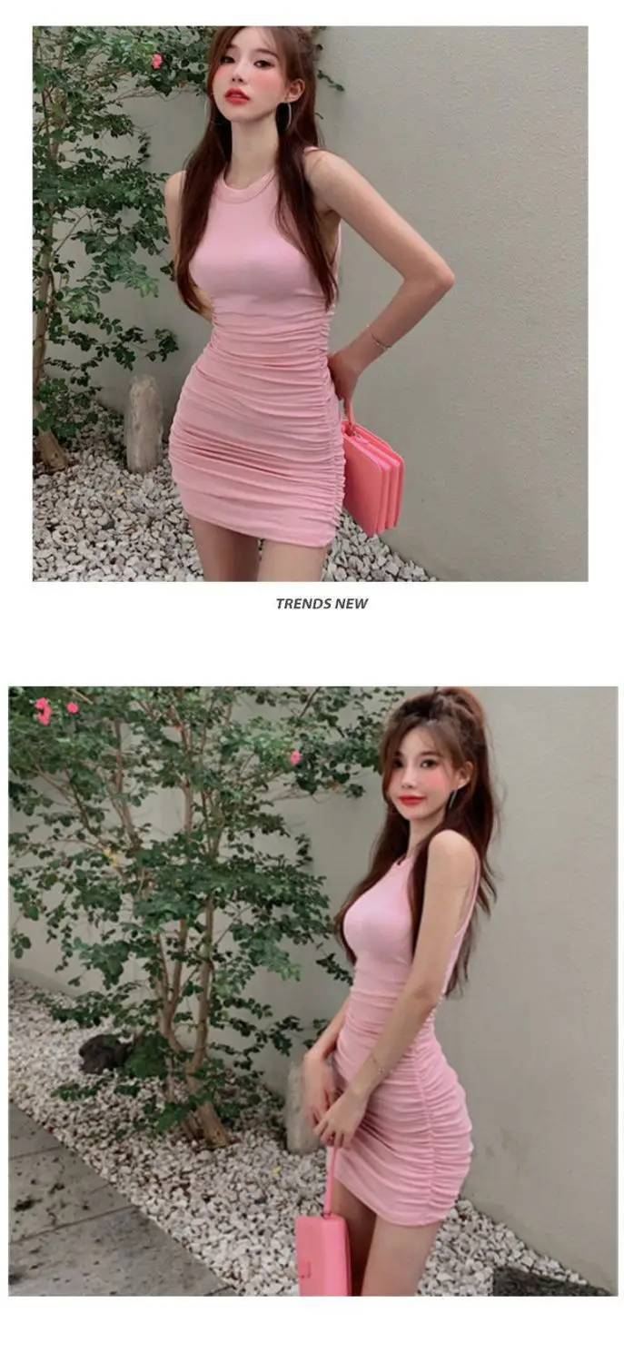 Pink Tight Waist Slimming Skirt for Women — feature 5