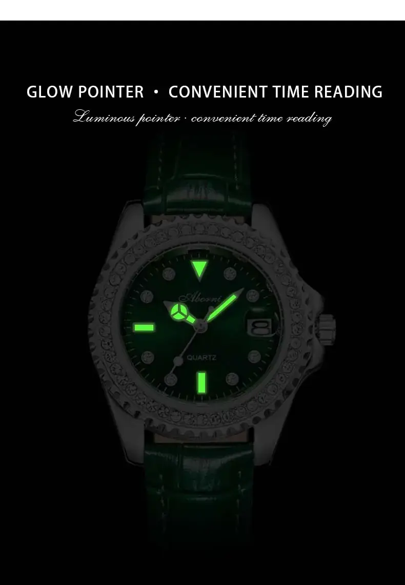 Women's Green Diamond-Encrusted Quartz Watch — feature 21