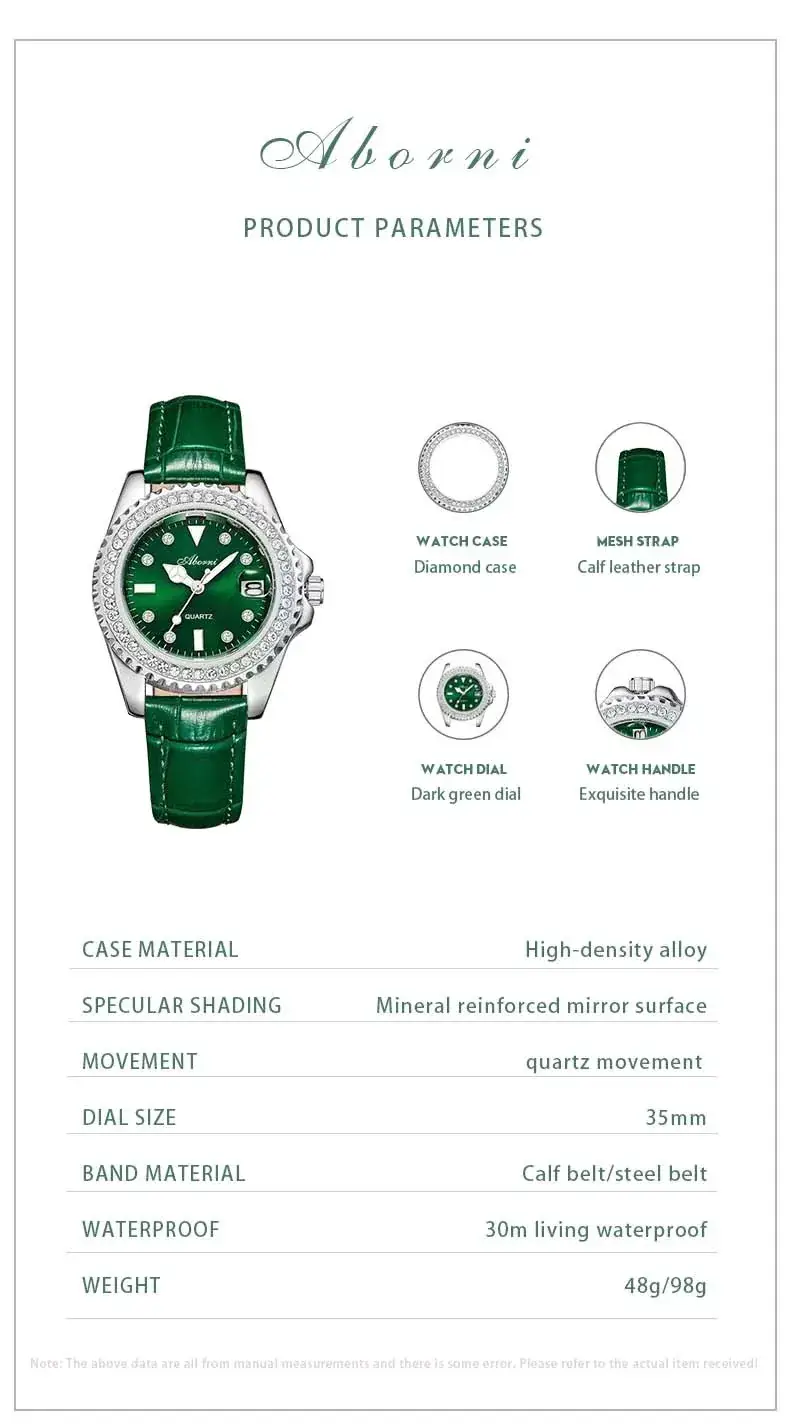 Women's Green Diamond-Encrusted Quartz Watch — feature 22