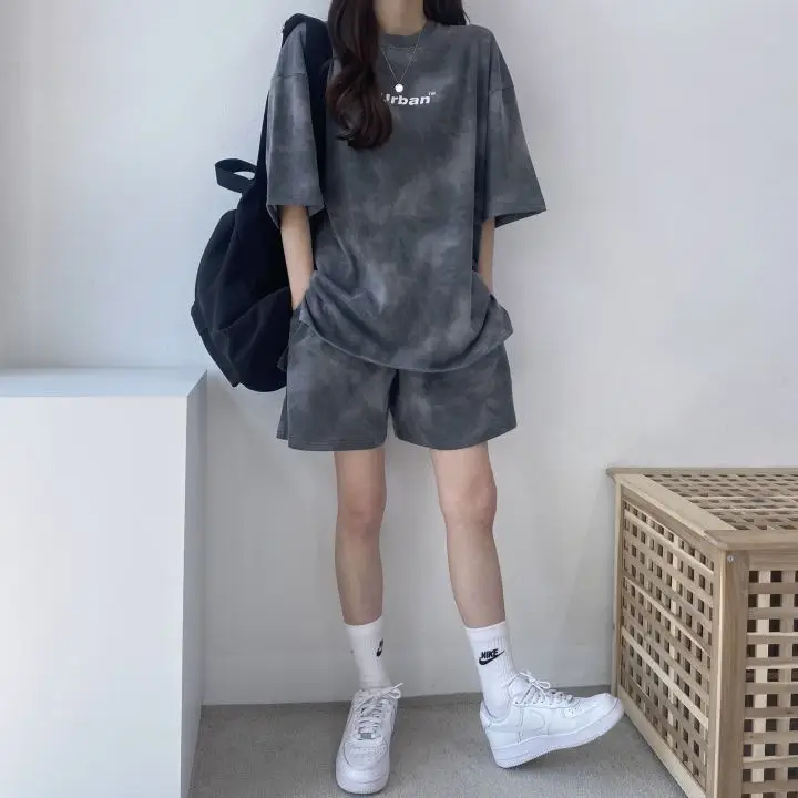Women 2-Piece Blue Tie-Dye Casual Shorts Set — feature 11