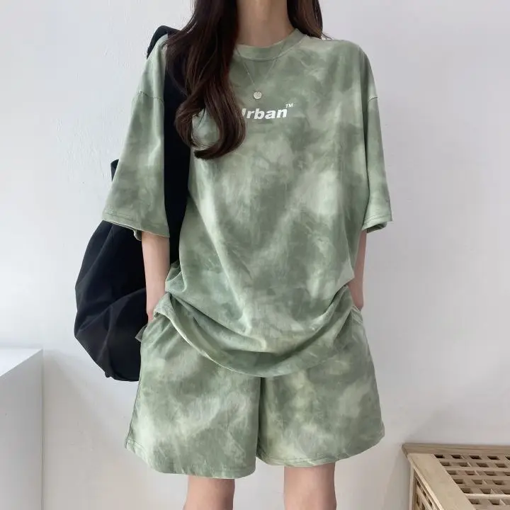 Women 2-Piece Blue Tie-Dye Casual Shorts Set — feature 15