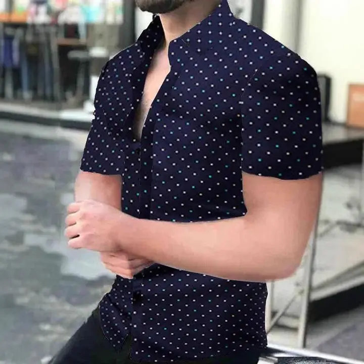 Men Printed Short Sleeve Shirt Black Red 2026 - Image 24