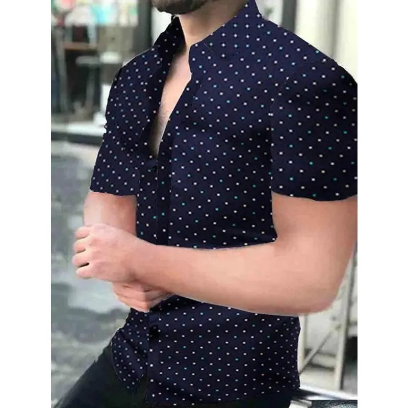 Men Printed Short Sleeve Shirt Black Red 2026 - Image 26