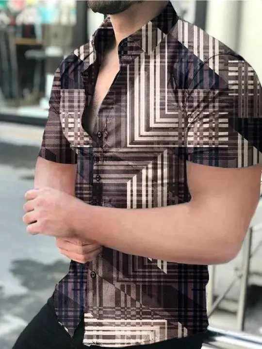 Men Printed Short Sleeve Shirt Black Red 2026 - Image 12