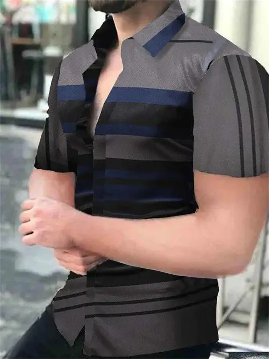 Men Printed Short Sleeve Shirt Black Red 2026 - Image 14