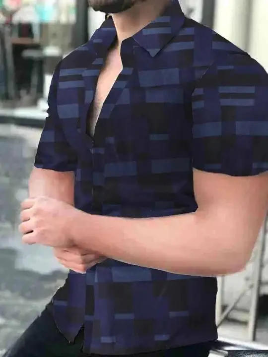 Men Printed Short Sleeve Shirt Black Red 2026 - Image 18