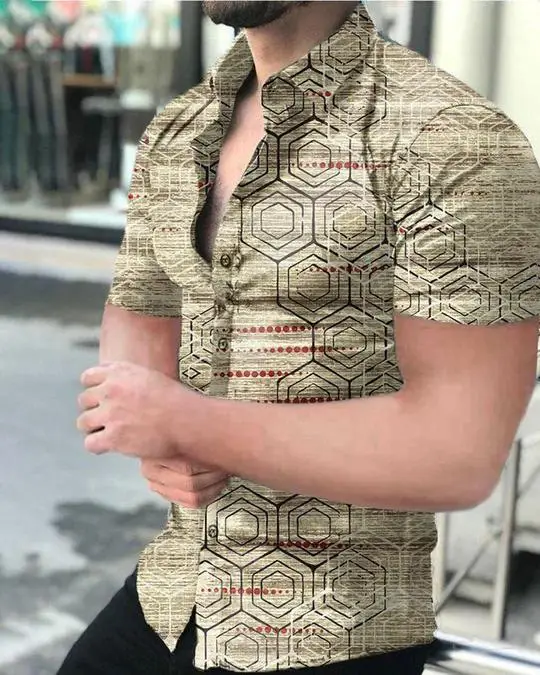Men Printed Short Sleeve Shirt Black Red 2026 - Image 21