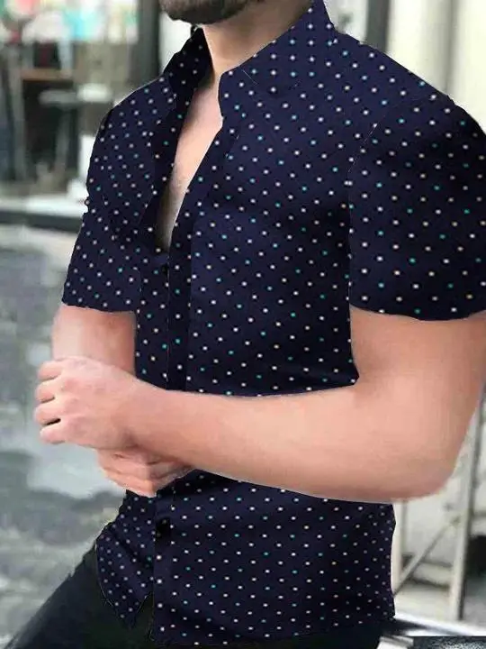 Men Printed Short Sleeve Shirt Black Red 2026 - Image 8