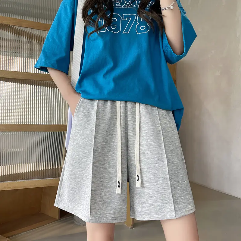 Pink Air Cotton Wide Leg Shorts for Girls Summer - Image 2
