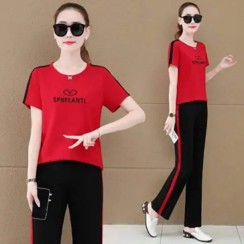 Women Sports Suit Black Red 2023 Summer Loose Fit - Image 7