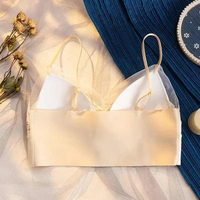 2024 New French Triangle Cup Underwear Summer Thin Back Lace No Steel Ring Bra Comfortable No Mark - Image 9