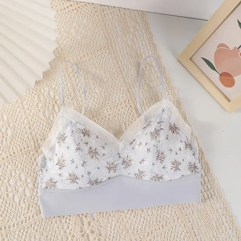 2024 New French Triangle Cup Underwear Summer Thin Back Lace No Steel Ring Bra Comfortable No Mark - Image 2