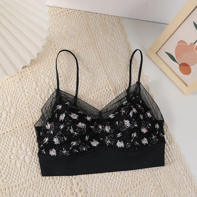 2024 New French Triangle Cup Underwear Summer Thin Back Lace No Steel Ring Bra Comfortable No Mark - Image 5