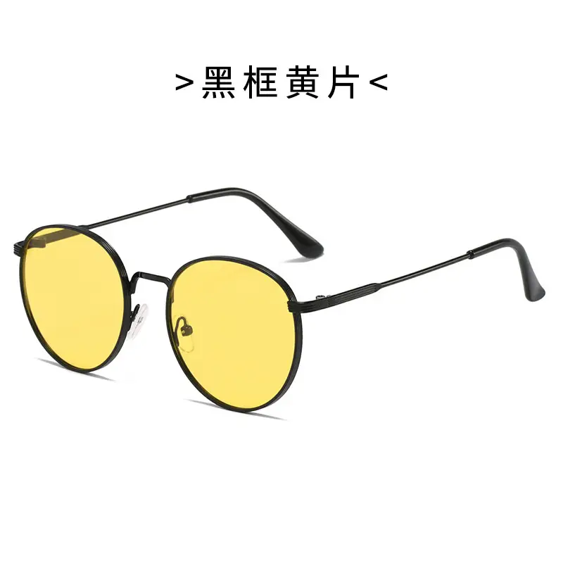 Men Retro Gold Frame Sunglasses Black Tint