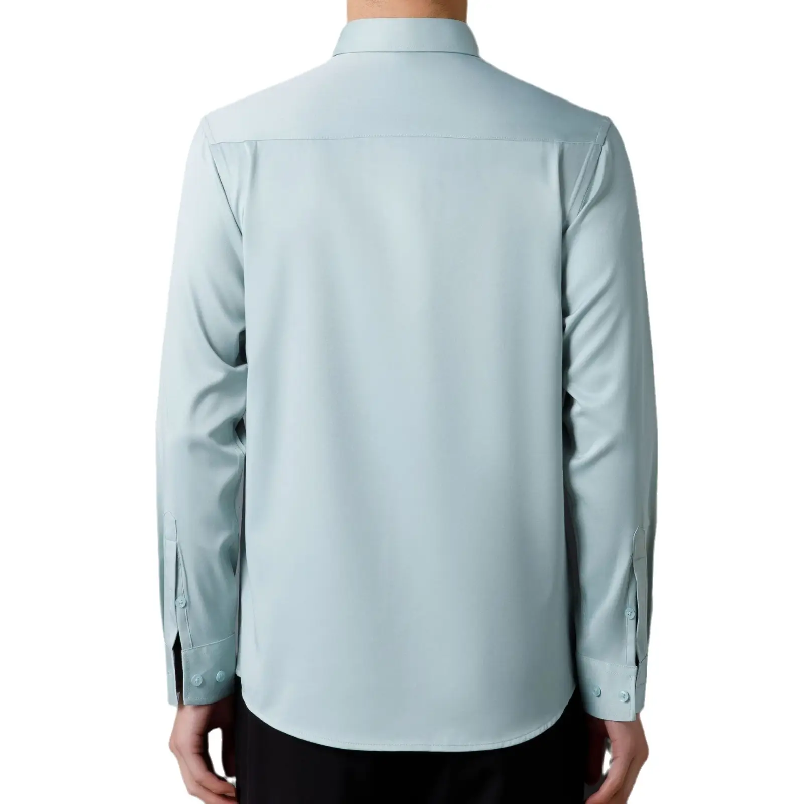 Men's Maroon Long Sleeve Button Shirt Solid Color - Image 16