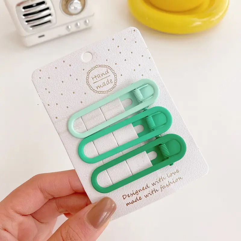 Hollow Color Children's Hairpin Stylish Side Metal Square Hairpin - Image 2