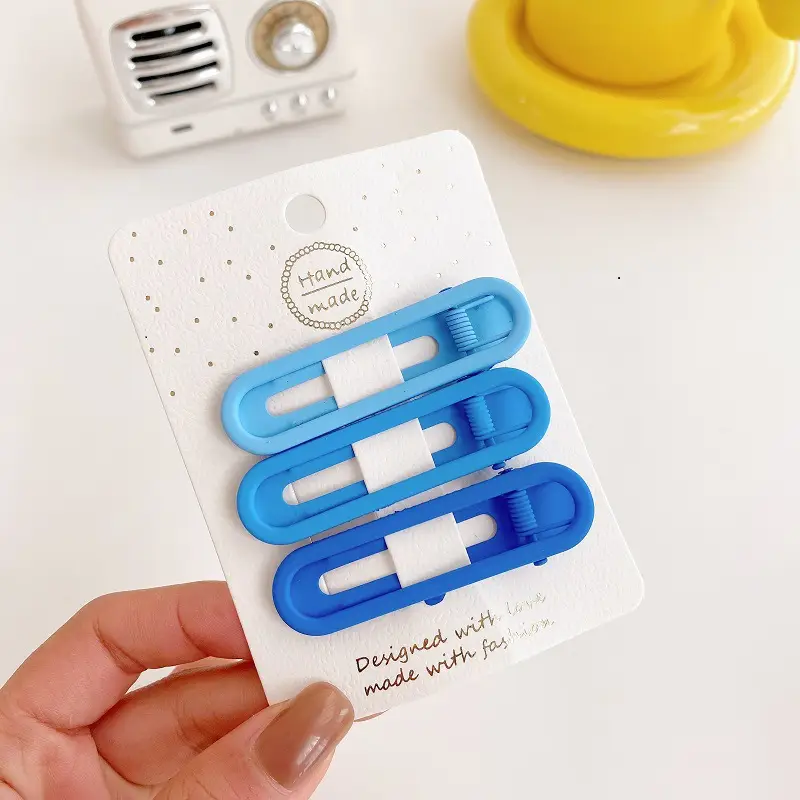 Hollow Color Children's Hairpin Stylish Side Metal Square Hairpin - Image 3