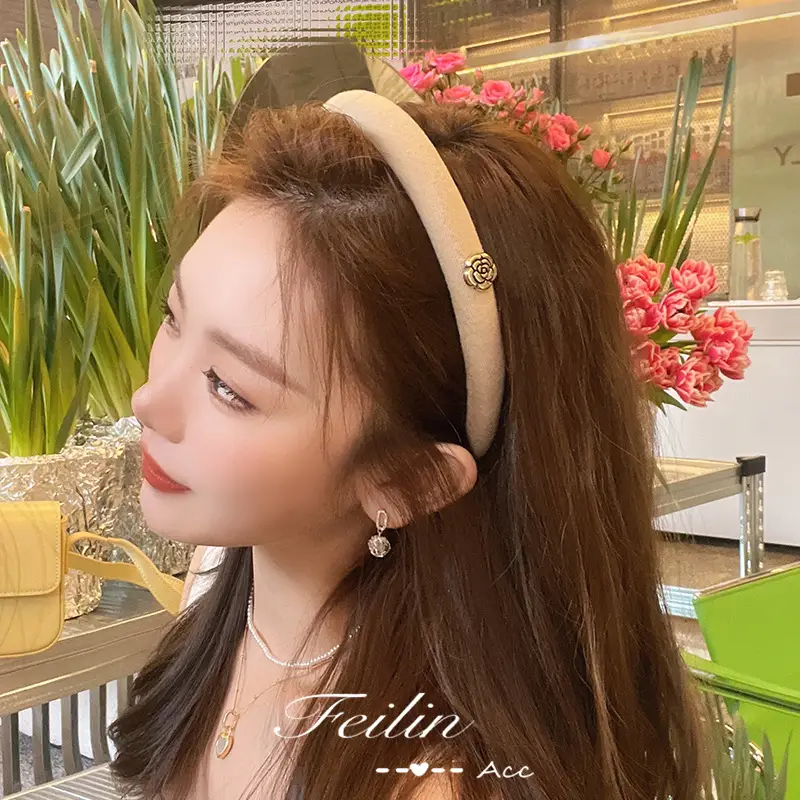 Chanel Camellia Headband Black French Retro 2022 - Image 3