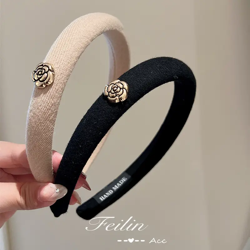 Chanel Camellia Headband Black French Retro 2022 - Image 6